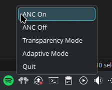 Tray Icon Menu Screenshot